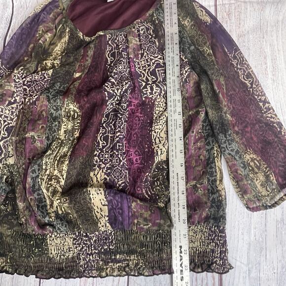 Christopher & Banks Blouse SZ Small‎ Women Purple Chiffon Overlay Tank Lining - Picture 13 of 15